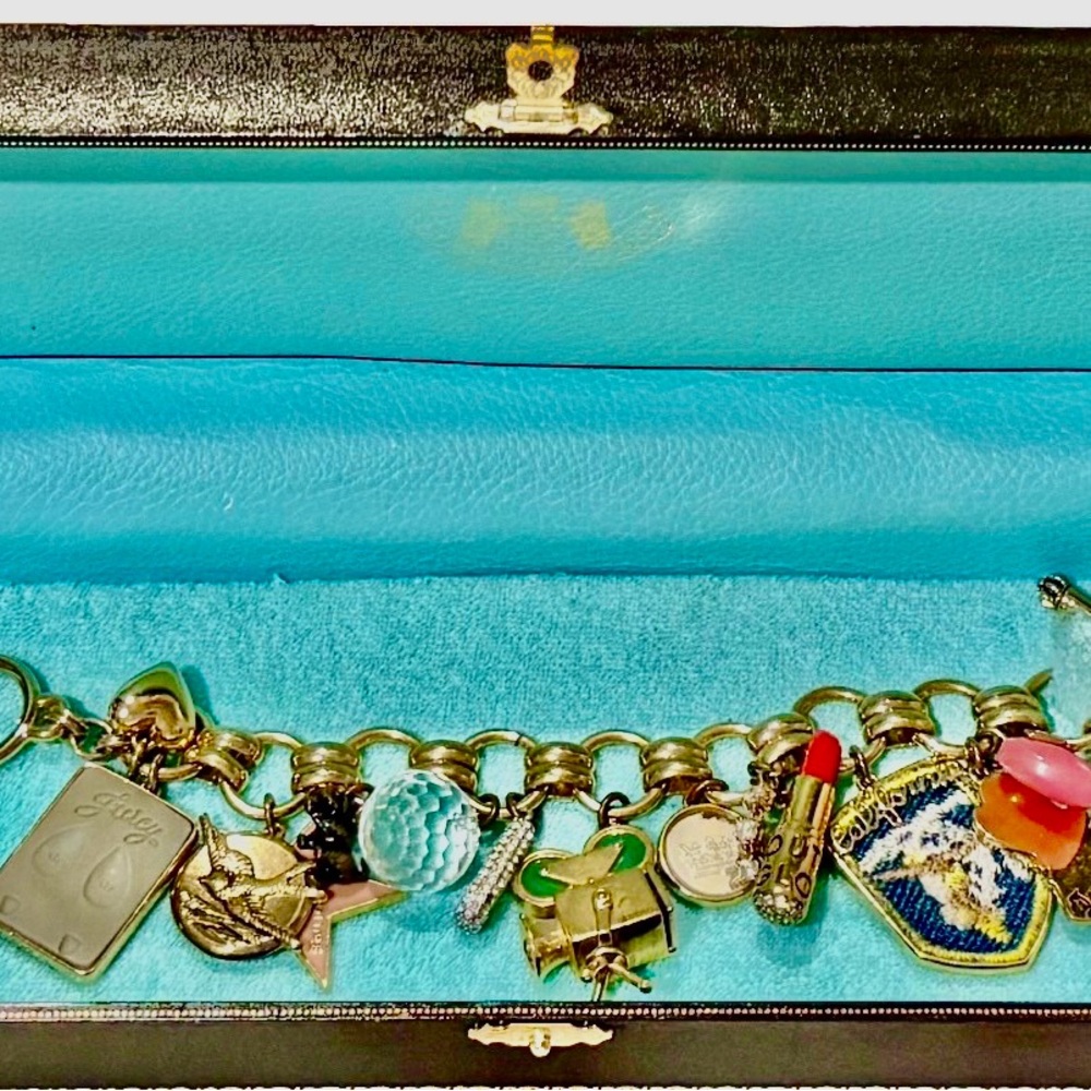 Gold Charm Bracelet with Colorful Charms